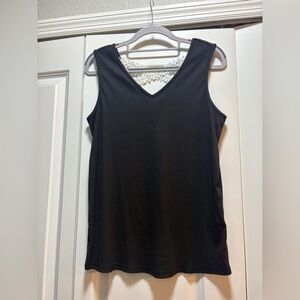 SHEIN Black tank top size S with cute white lace on back.